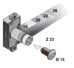 P2 - The interchangeable cylinder system with 18mm diameter.